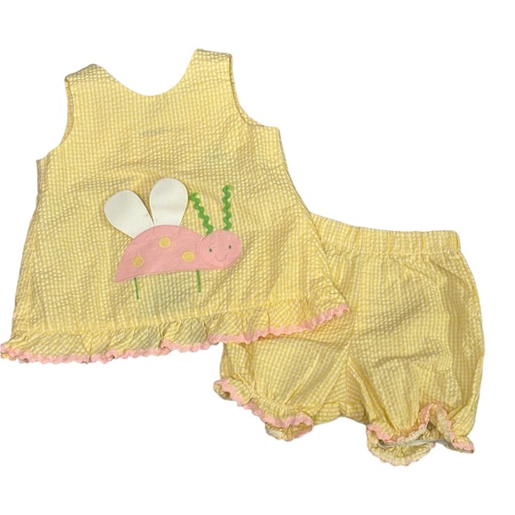 Funtasia Too Other - Funtasia Too Baby Girl 18m 2 piece Ladybug appliquéd yellow gingham outfit